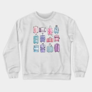 Watercolor luggages | baggages | bags. Hand drawn with ink and watercolos Crewneck Sweatshirt